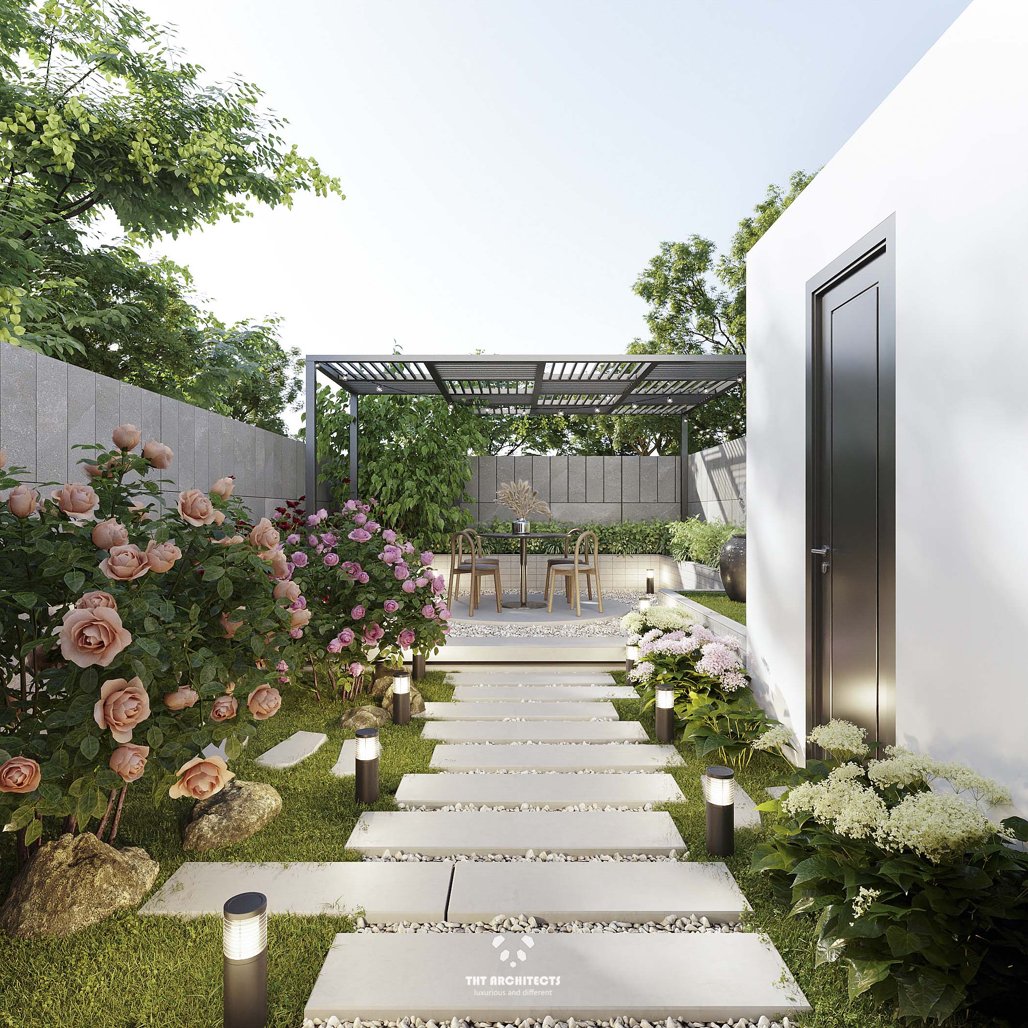 tht architects - Nhà chị Ngân Châu Đốc - sân vườn 01